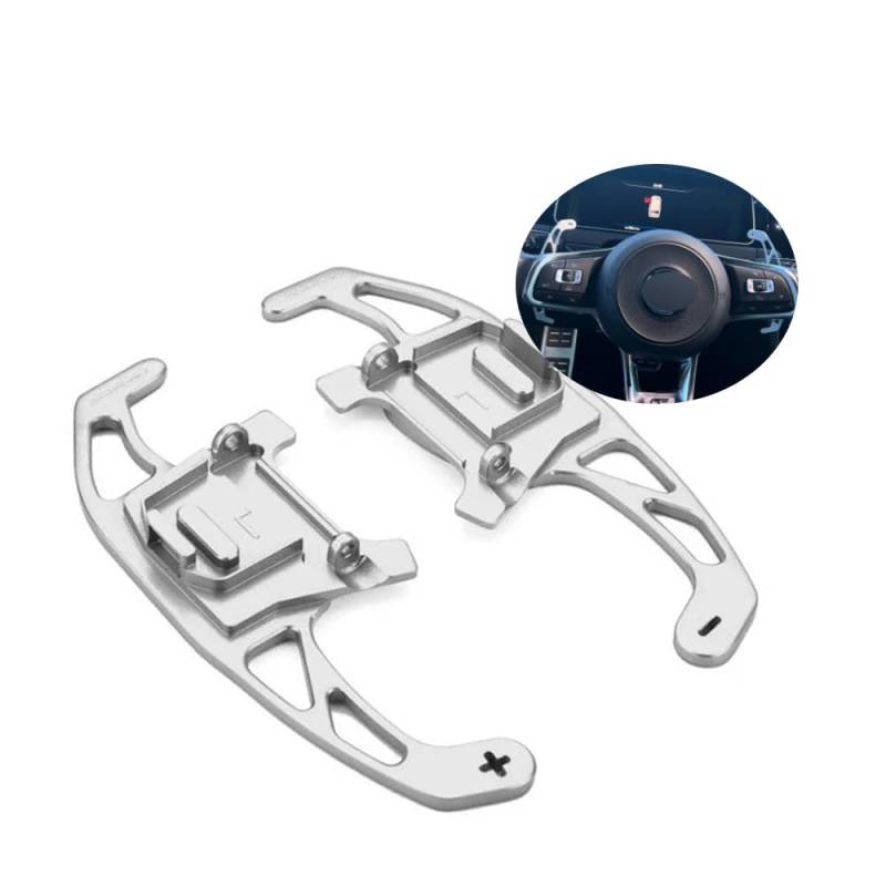 ontto Lenkrad Schaltwippen Verlängerung Schaltpaddel Passt für VW Golf 7 GTI R GTD GTE MK7 Polo GTI Scirocco Tiguan Rline Passat T-ROC Metall Shift Paddle Shifter Erweiterung Innendekoration-Silber von ontto