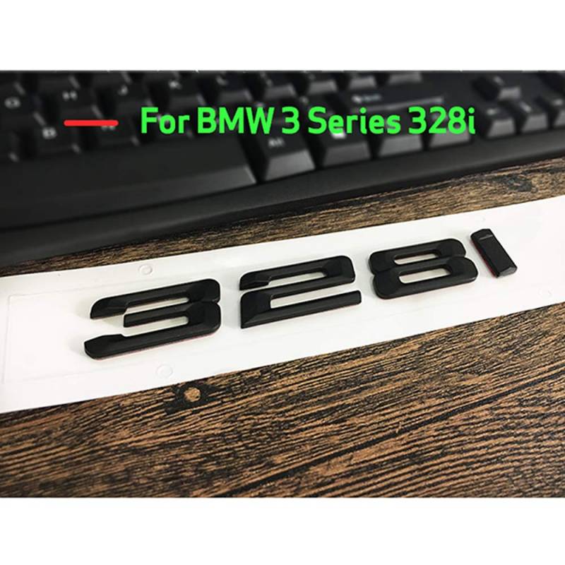 ontto Matt Schwarz ABS Auto Buchstaben Nummer Anzahl Wort Kofferraum hinten Emblem Embleme Abzeichen Aufkleber Brief Stamm Deckel für 3 Serie 325i 328d 328i Dekoration Zubehör Aufkleber von ontto