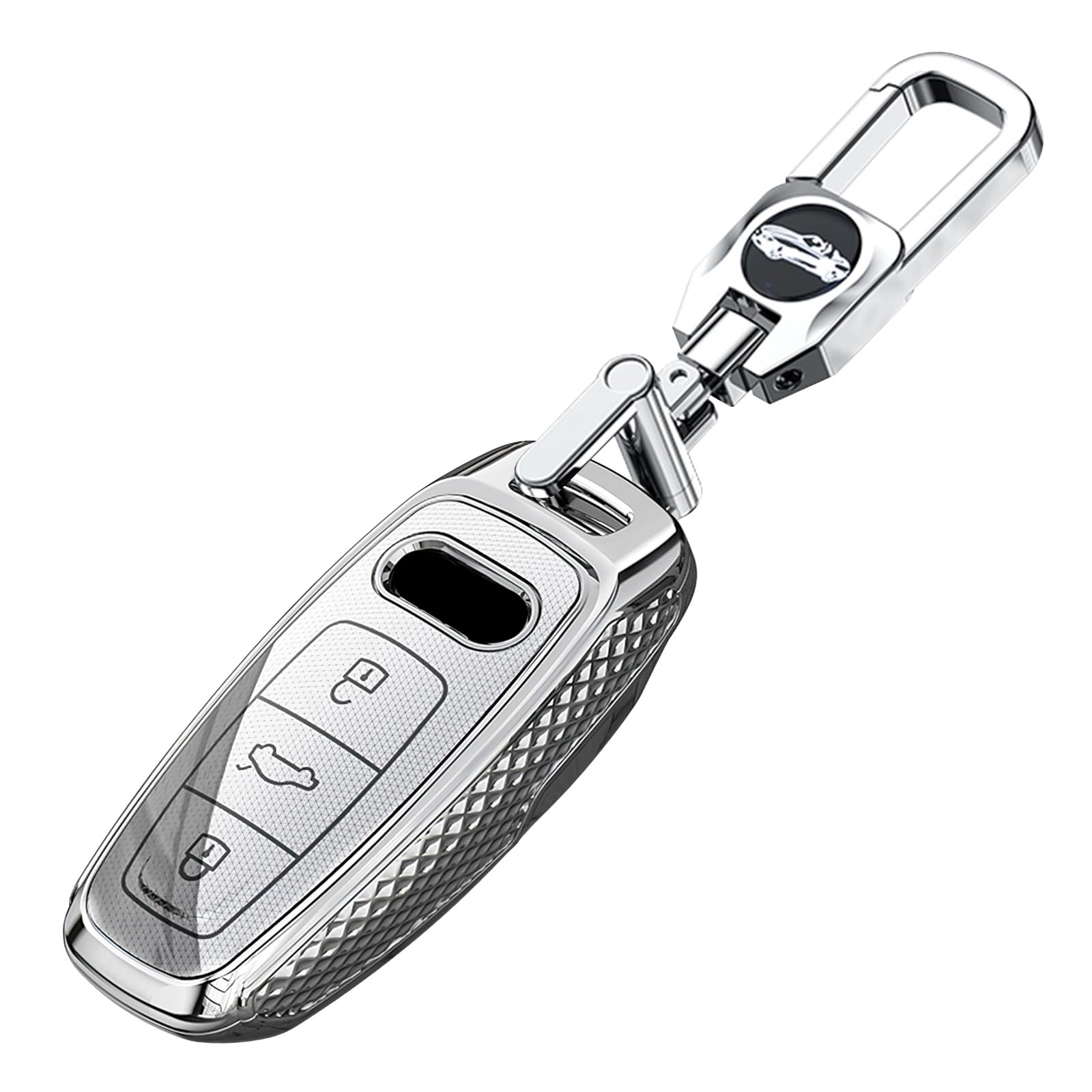 ontto PC Autoschlüssel Hülle Schutzhülle Schlüsselhülle für Audi A3 A6 A7 A8 Q7Q8 Q4 E-Tron S3 Sportback SQ7 SQ8 RS6 RS7 A8L 2019-2024 Zubehör Schlüsselcover Schlüsseletui 3 Tasten-A Silber von ontto