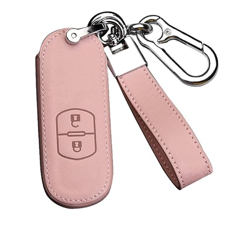ontto PU Leder Autoschlüssel Hülle Passt für Mazda 2 3 5 6 Demio CX-3 CX-4 CX-5 CX-7 CX-9 MX-5 Atenza Axela Zubehör Fernbedienung Cover Schlüsselanhänger Schutzhülle Schlüsselbox-A 2 Tasten Rosa von ontto