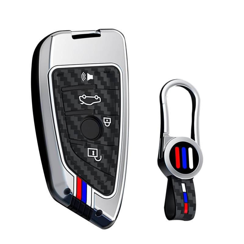 ontto Passt für BMW Schlüsselhülle Autoschlüssel Schutz Hülle für BMW 2er 3er 5er 6er X1 X2 X3 X4 X5 X6 X7 Z4 G29 G06 G07 G14 G20 G30 Schlüsselgehäuse Zinklegierung Schlüsselcover 4 Tasten Silber von ontto