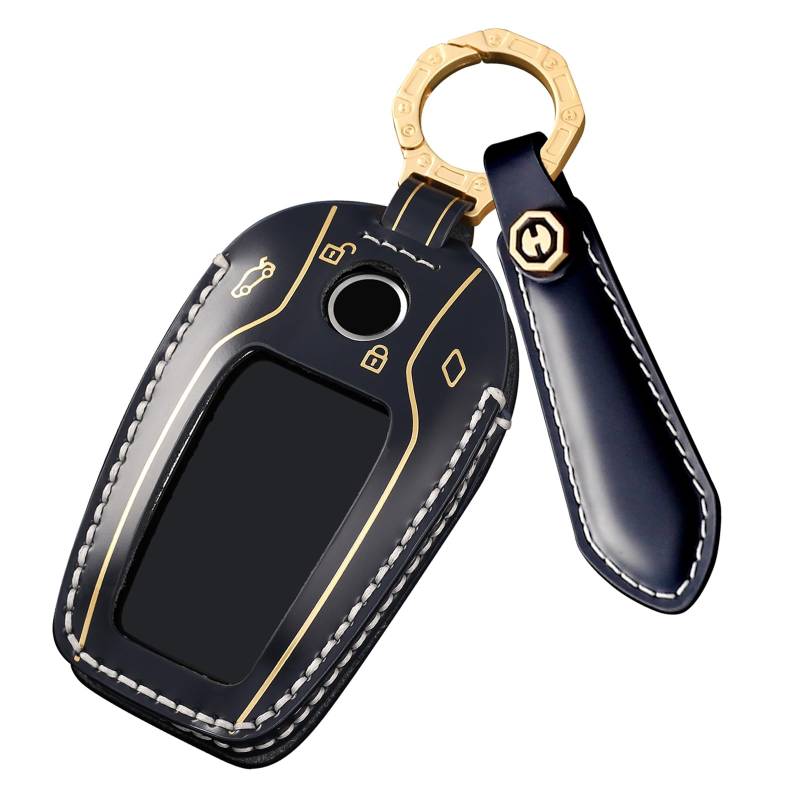 ontto Schlüsselhülle Autoschlüssel Hülle Rindsleder Fernbedienung Cover Passt für BMW G30 G12 G11 G32 G31 5er 7er I8 I12 I15 G01 X3 X4 G02 G05 X5 G07 X7 760i Schlüsseletui Schlüsselanhänger-Blau von ontto
