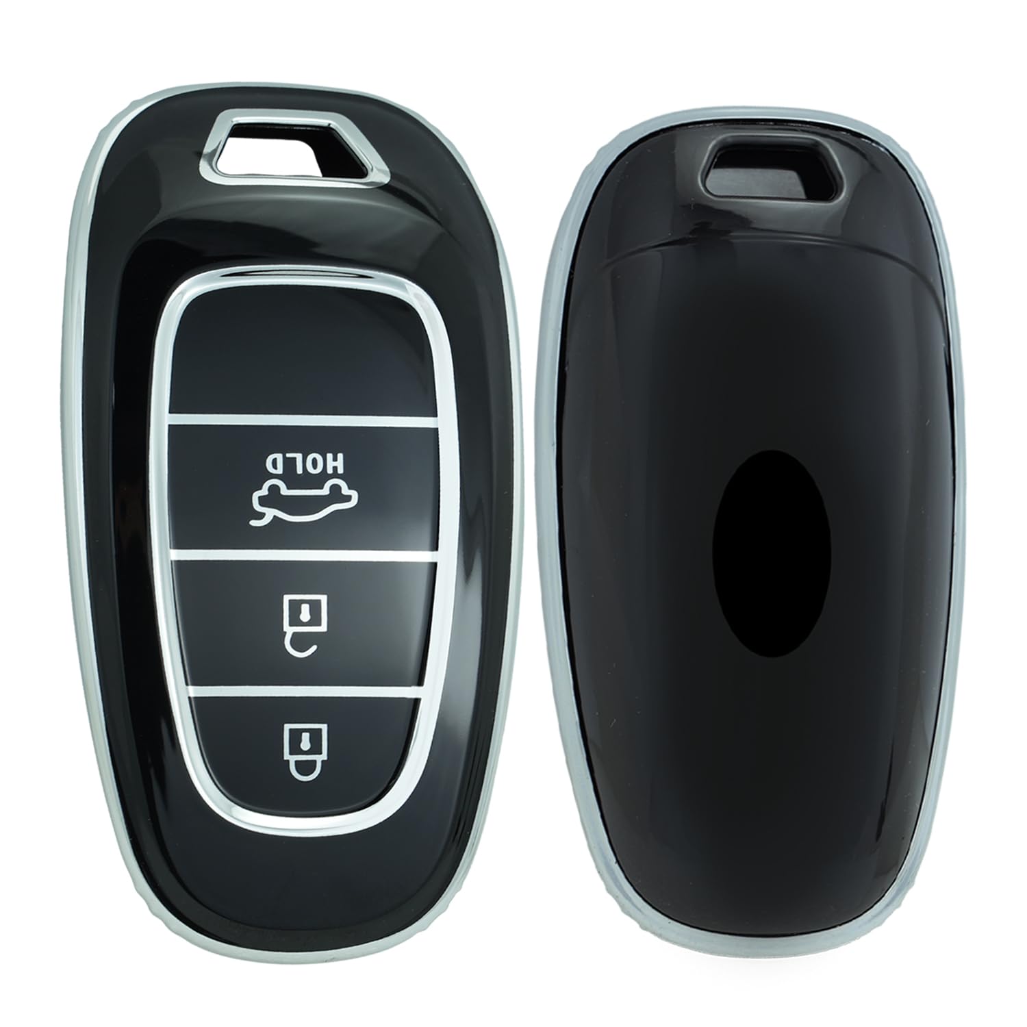 ontto Schlüsselhülle Passt für Hyundai Sonata Palisade Ioniq 5 Tucson Santa Fe Hybrid Nexo NX4 2021-2024 TPU Autoschlüssel Hülle Schlüsselschutz Schlüsselcover Schlüsselbox Zubehör-3 Tasten Schwarz von ontto