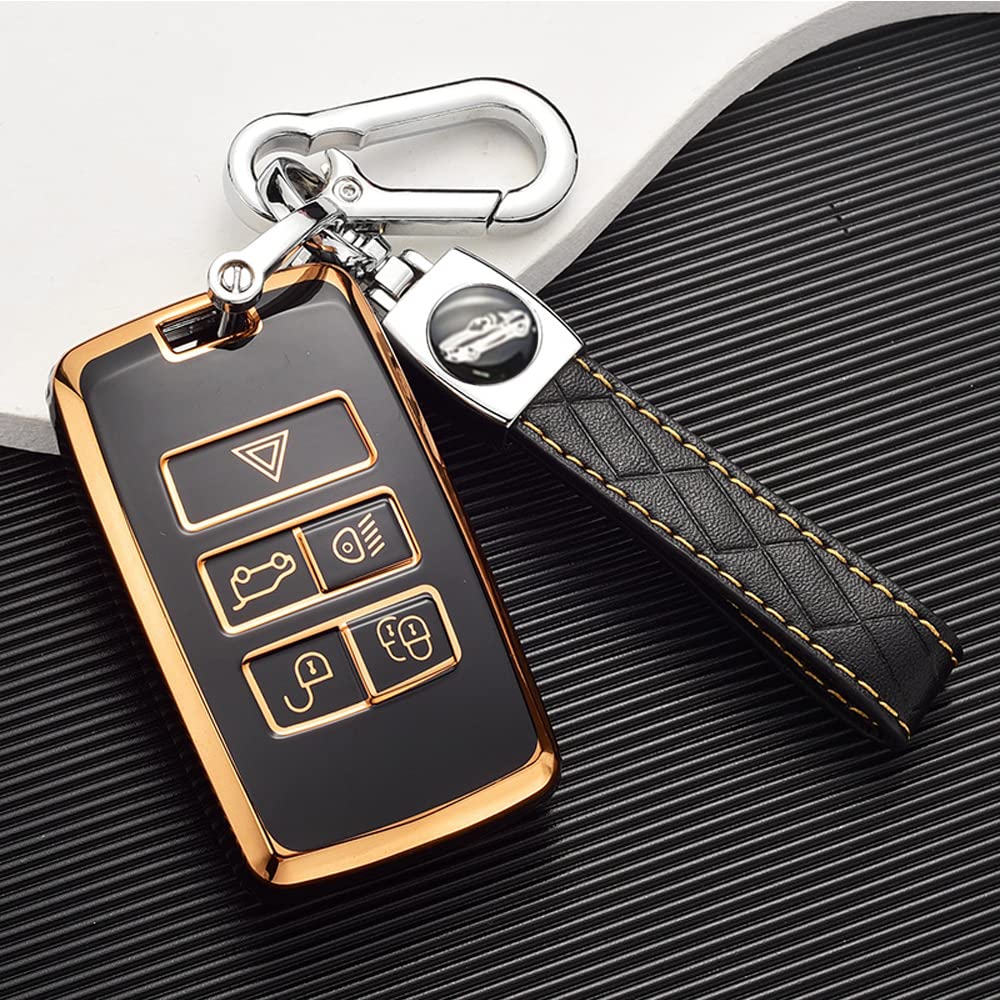 ontto TPU Autoschlüssel Hülle Passt für Land Rover Defender Discovery 5 Range Rover Velar Evoque Jaguar XE XF XJ F-Type Autofernbedienung Cover Schlüsselanhänger Schlüsselhülle Schlüsselbox-Schwarz ontto TPU Autoschlüssel Hülle Passt für Land Rover Defender Discovery 5 Range Rover Velar Evoque Jaguar XE XF XJ F-Type Autofernbedienung Cover Schlüsselanhänger Schlüsselhülle Schlüsselbox-Schwarz von ontto