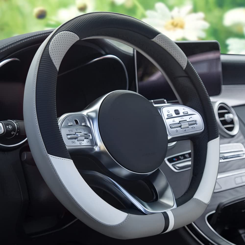 ontto Universal Auto Lenkradhülle Lenkrad Abdeckung Lenkradbezug aus PU Leder Anti Rutsch Atmungsaktiv Lenkradabdeckung für Damen & Herren für Lenkradschoner Auto Zubehör 37-38cm D-Form Dunkelgrau ontto Universal Auto Lenkradhülle Lenkrad Abdeckung Lenkradbezug aus PU Leder Anti Rutsch Atmungsaktiv Lenkradabdeckung für Damen & Herren für Lenkradschoner Auto Zubehör 37-38cm D-Form Dunkelgrau von ontto