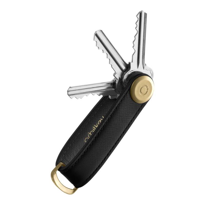 PORTACHIAVI ORBITKEY 2.0 Leather Saffiano LIQUOEICE Black von orbitkey