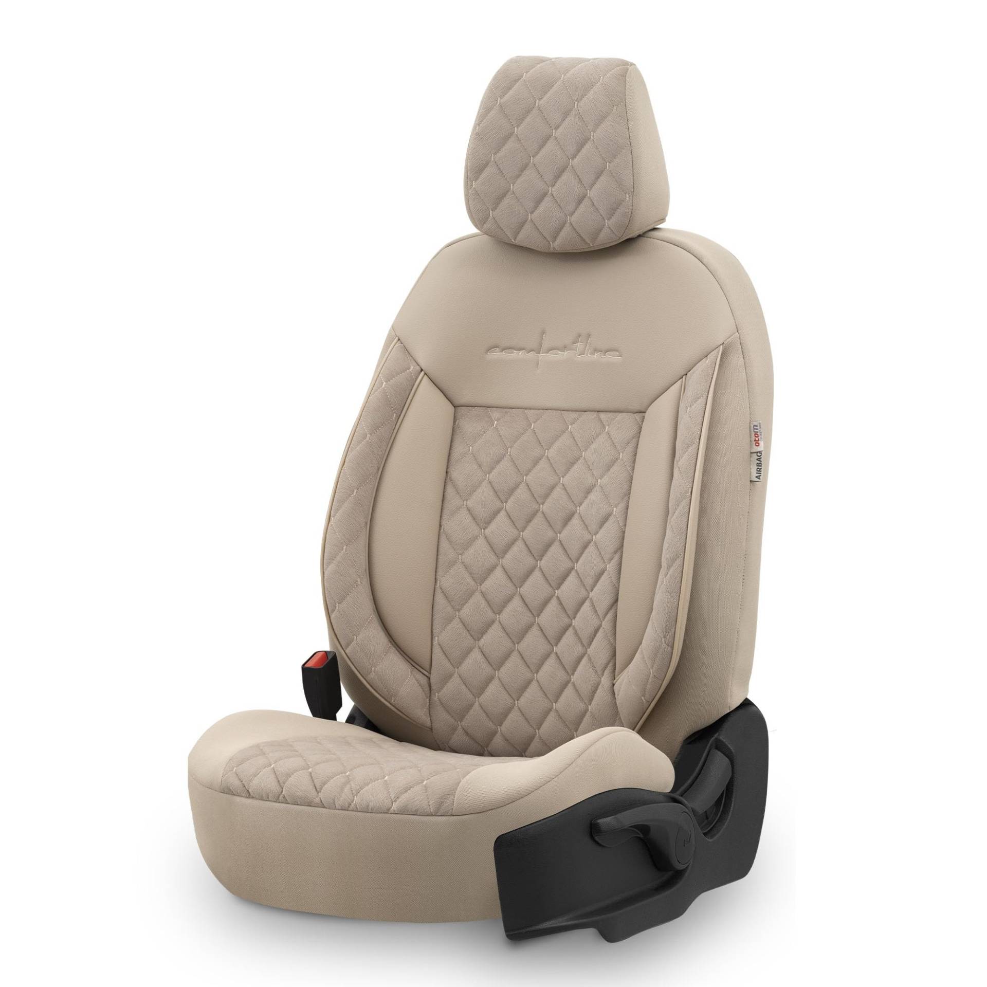 Universelle Samt/Stoff Sitzbezüge 'Comfortline VIP' Crème- 11-Teilig- - kompatibel mit Side-Airbags von OtoM