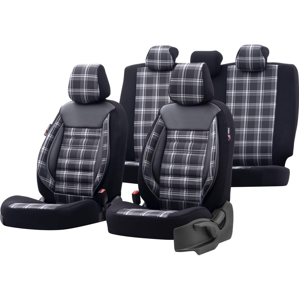 Universelle Stoff Sitzbezüge 'Sports' Schwarz/Grau - 11-Teilig- - kompatibel mit Side-Airbags von OtoM