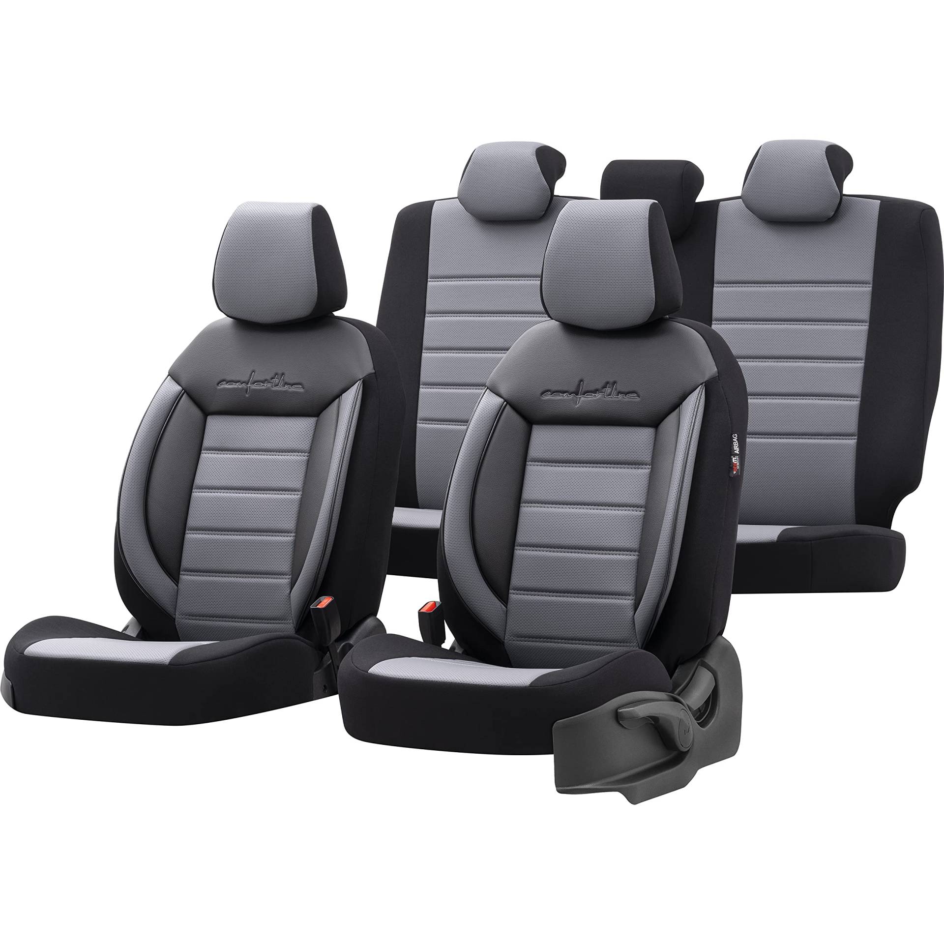 Universelle Leder/Stoff Sitzbezüge 'Comfortline' Schwarz/Grau - 11-Teilig- - kompatibel mit Side-Airbags Universelle Leder/Stoff Sitzbezüge 'Comfortline' Schwarz/Grau - 11-Teilig- - kompatibel mit Side-Airbags von OtoM