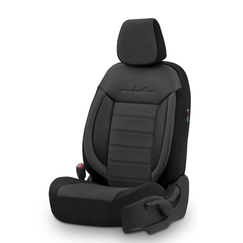 Universelle Samt/Stoff Sitzbezüge 'Comfortline' Schwarz - 11-Teilig- - kompatibel mit Side-Airbags von OtoM