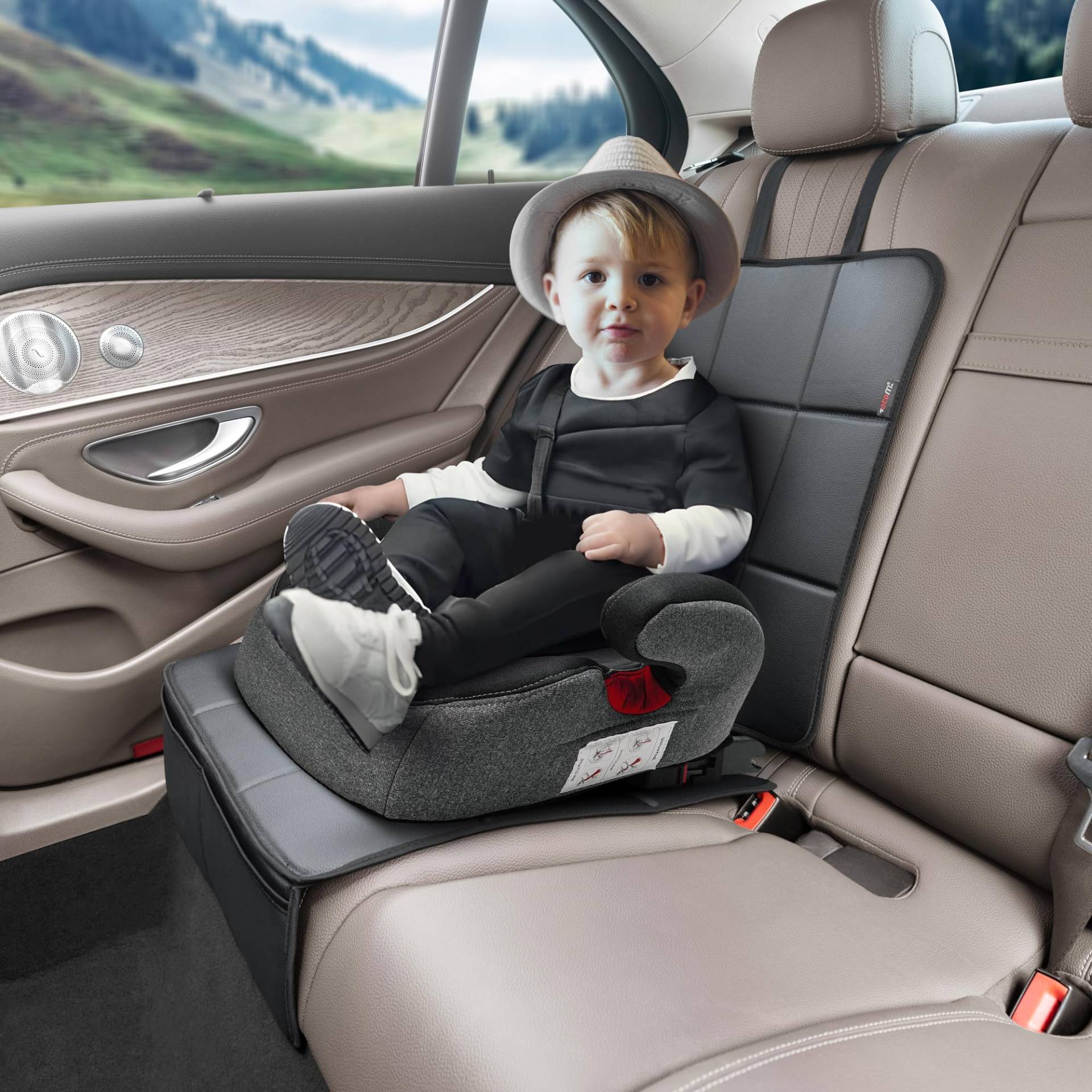 otoM Universal Rücksitzschutz für Kindersitz in Schwarz Leder - 1 Stück von otoM