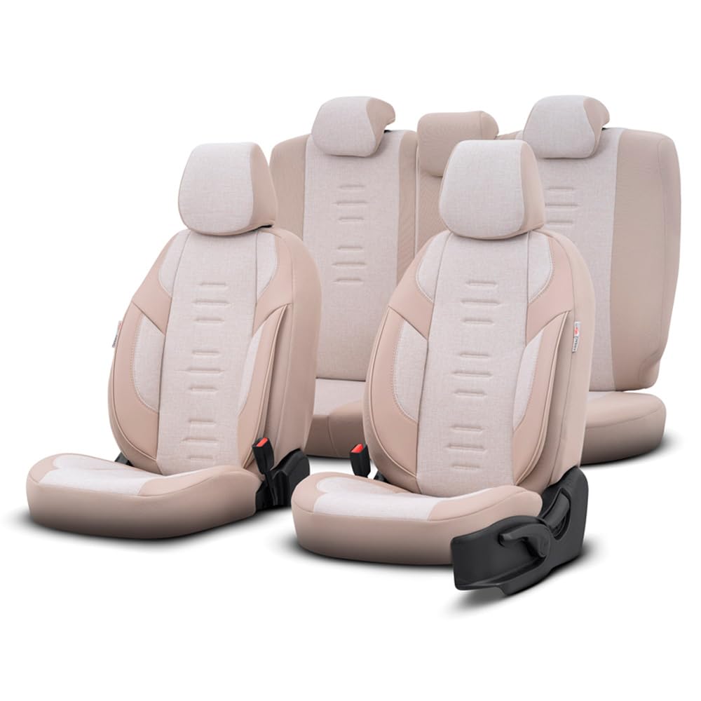 otoM Universelle Linnen/Leder/Stoff Sitzbezüge 'Throne' Crème - 11-Teilig- - kompatibel mit Side-Airbags otoM Universelle Linnen/Leder/Stoff Sitzbezüge 'Throne' Crème - 11-Teilig- - kompatibel mit Side-Airbags von OtoM