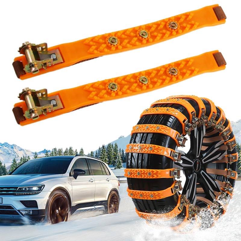 panemy Schneeketten, 2 Stück Notfall-Anti-Rutsch-Universal-Autoreifenketten, Wiederverwendbare Auto Schneeketten, Geeignet für Pkw/Geländewagen/LKW/SUV, Einsetzbar Auf Schnee, Schlamm, Regenstraßen von panemy