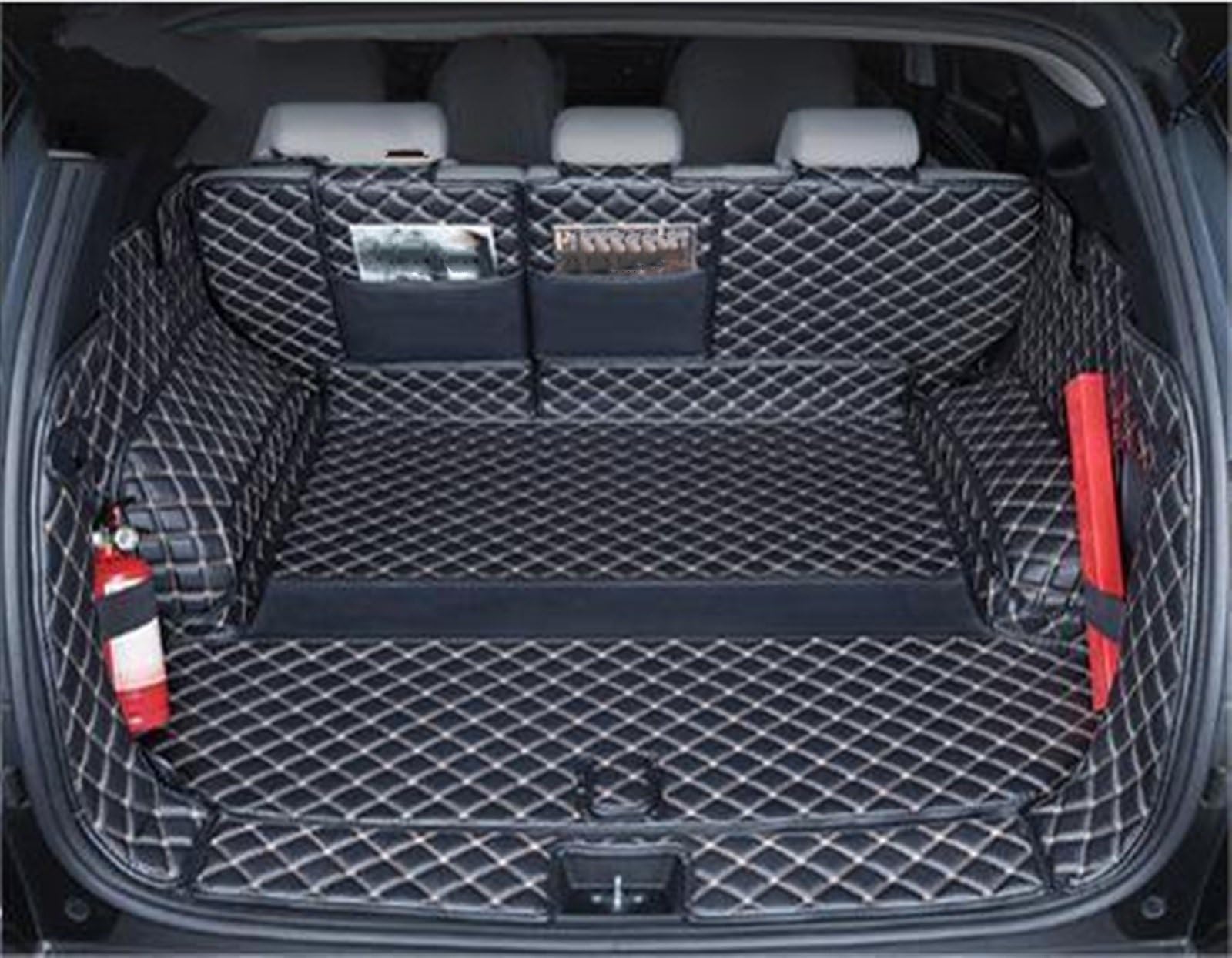 Car Kofferraummatte Leder Kofferraummatte Kofferraummatte Liner Pad Cargo Liner Floor Catpet Protector Zubehör Für Hyundai Für Tucson 2021 NX4 Kofferraumwanne ( Color : Black beige 1 ) von pclele