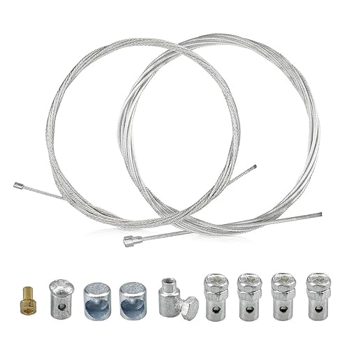 2 Stück 2Meter Motorrad Kupplungsseil Ø2mm & Ø1,5mm, Universal Reparaturset Bowdenzug mit 9*Nippel, Gaszug Go Kart, Kupplungszug Bremskabel Gaskabel Bremsen Set für Motorräder, Fahrrad, Kart, Roller von peiyee