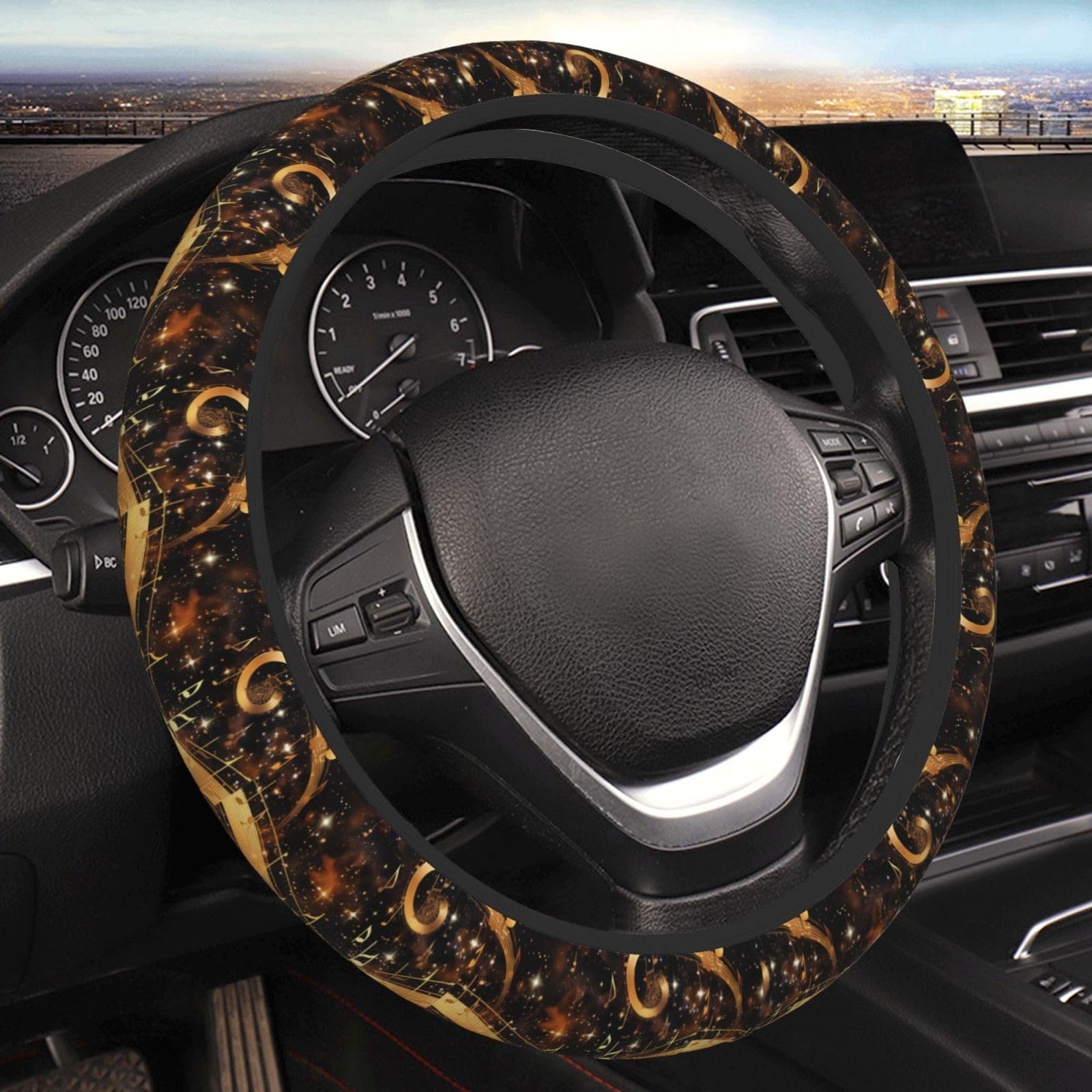Lenkradbezüge, Rutschfester Neopren-Lenkradschutz, universell für 15 Zoll Autos und LKWs, Musiknoten mit Klaviergolden Lenkradbezüge, Rutschfester Neopren-Lenkradschutz, universell für 15 Zoll Autos und LKWs, Musiknoten mit Klaviergolden von peiyeety