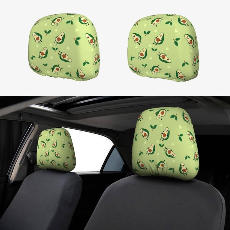 peiyeety Avocado-Universal-Kopfstützenbezüge fürs Auto, 2er-Pack, Rutschfester Autositzschutz, dekoratives Zubehör für SUVs und LKWs von peiyeety