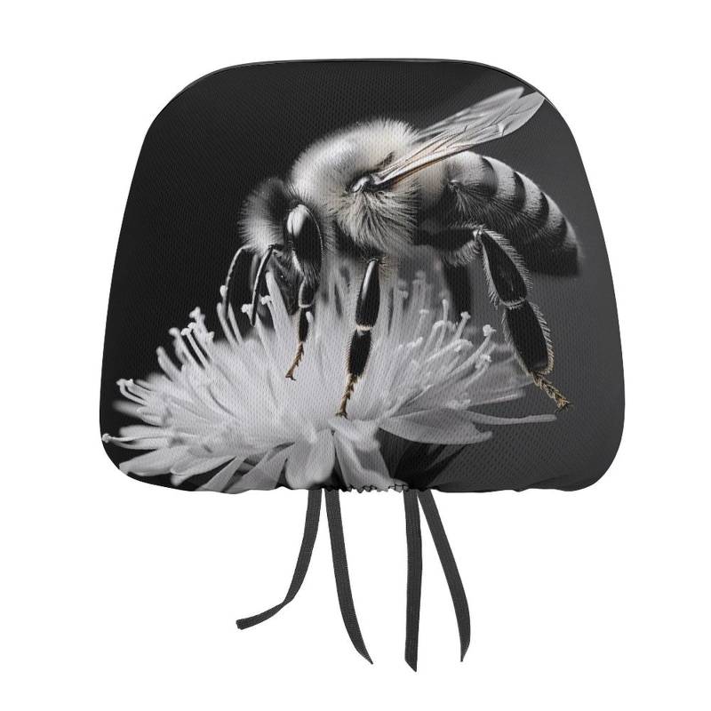 peiyeety Country Bee Floral Bee Universal-Kopfstützenbezug fürs Auto, Kopfstützenschutz, passend für alle Autoinnenausstattungen von peiyeety