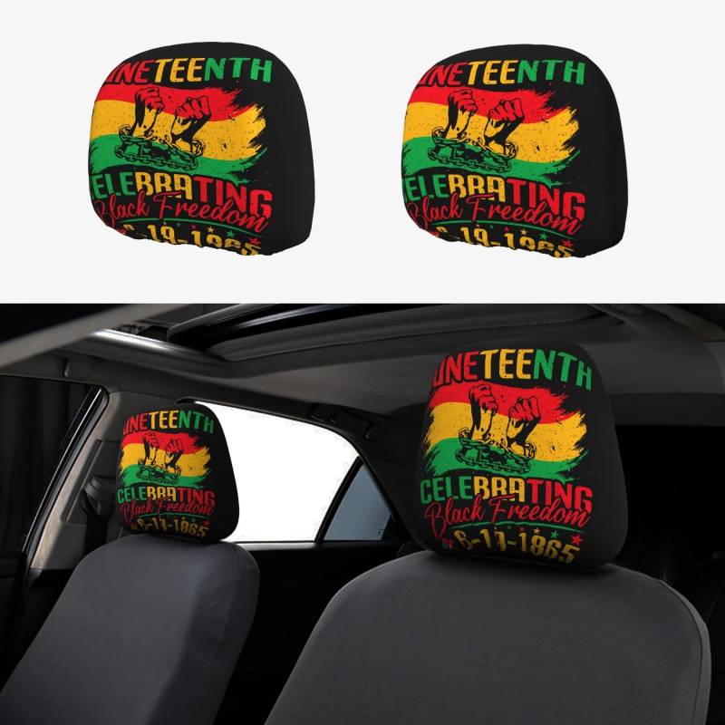 peiyeety Juneteenth Celebrating Black Freedom – Universelle Kopfstützenbezüge fürs Auto, 2er-Pack, Rutschfester Autositzschutz, dekoratives Zubehör für SUVs und Trucks von peiyeety