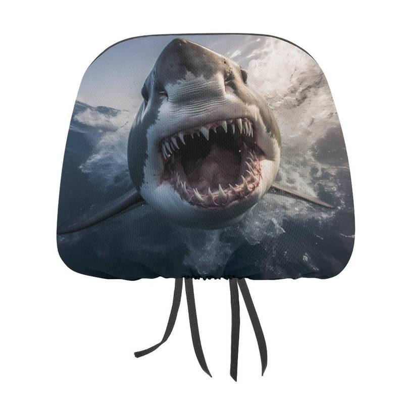 peiyeety Ocean Shark Universal-Kopfstützenbezug fürs Auto, passend für alle Autoinnenausstattungen von peiyeety