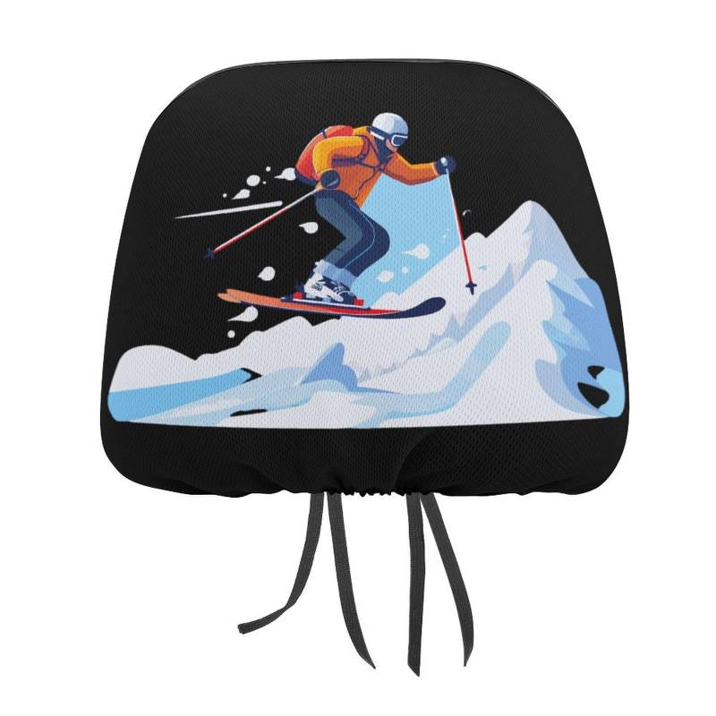 peiyeety Skier Ski Universal Auto Kopfstützenbezug Sitz Kopfstützenschutz Passend für alle Autos Innenausstattung Autozubehör von peiyeety