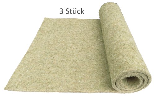 Nager-Teppich aus 100 % Hanf, 115 x 50 cm 10 mm dick, 3er Pack (EUR 8,33/Stück), Nagermatte geeignet als Käfig Bodenbedeckung z.B. für Kaninchen, Meerschweinchen, Hamster, Degus, Ratten und andere Nagetiere. von pemmiproducts