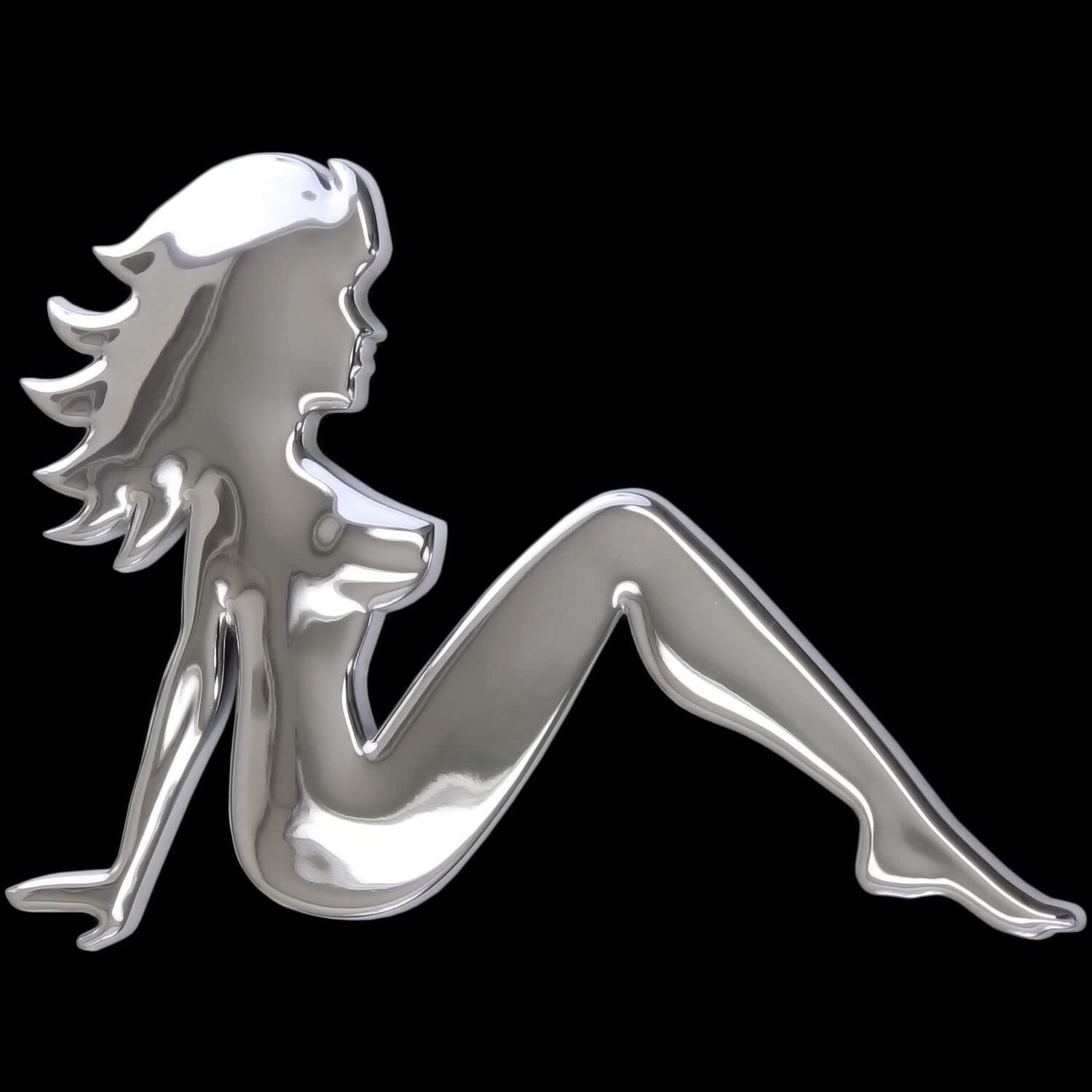 3D Chrom Emblem Aufkleber Logo sitzende Frau sexy FKK rechts Striptease Bar L018 von phil trade