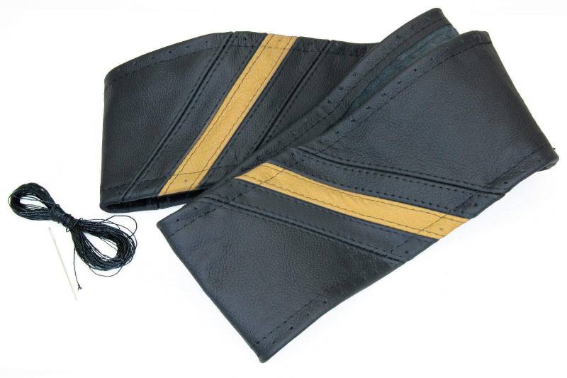 phil trade Gelb/schwarz Lenkradbezug echt Leder zum Schnüren Lenkrad Schoner 37-39 cm B5 von phil trade