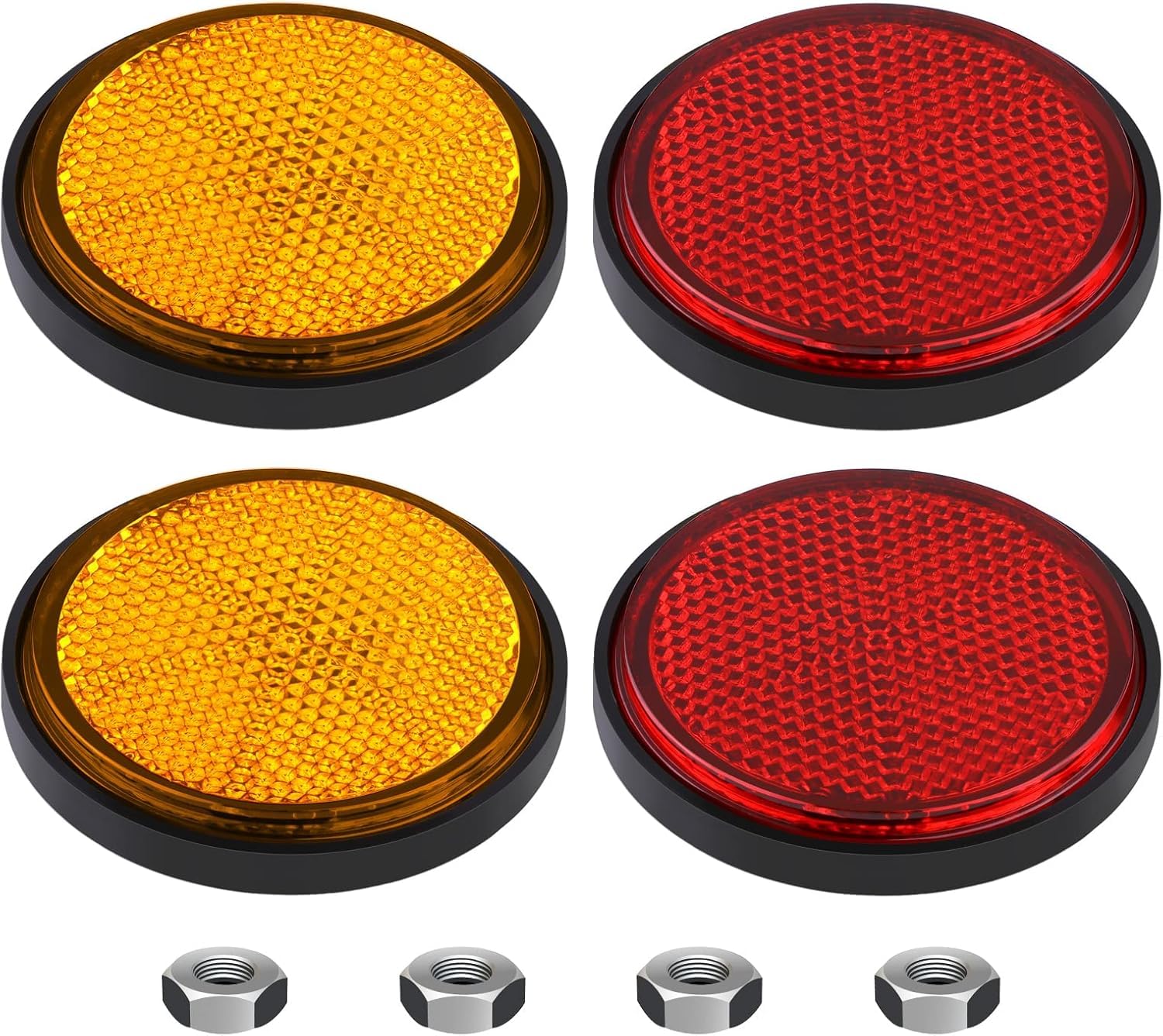 pistro 5,1 cm runde Reflektoren (55 mm) – Sicherheitsmarkierungen für Motorrad, ATV, Roller und Dirt Bike, langlebige rote und gelbe reflektierende Aufkleber, einfache Installation von pistro