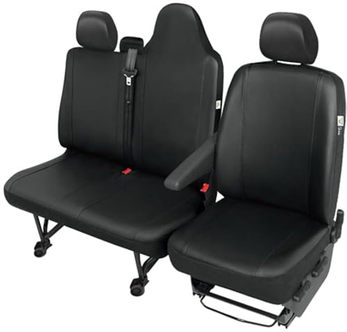 pitshop24de Kunstleder Sitzbezüge, Sitzschoner Set Fahrersitzbezug + Doppelbankbezug mit durchgehende/ganze Sitzfläche, kompatibel mit Opel für den Movano B ab 2010 von pitshop24de