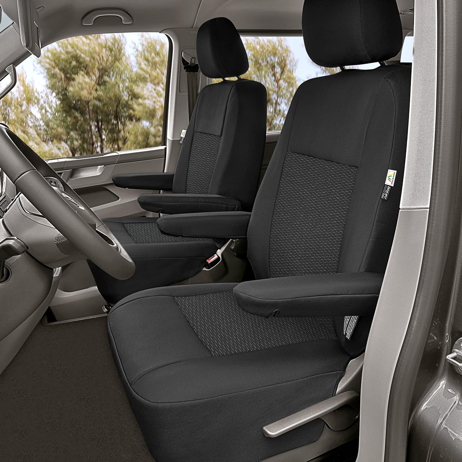 Maßgeschneiderte Front Sitzbezüge Fahrersitzbezug Beifahrersitzbezug kompatibel mit VW T5 Transporter ab 2003-2015 und kompatibel mit VW T6 Transporter ab 2015 von pitshop24