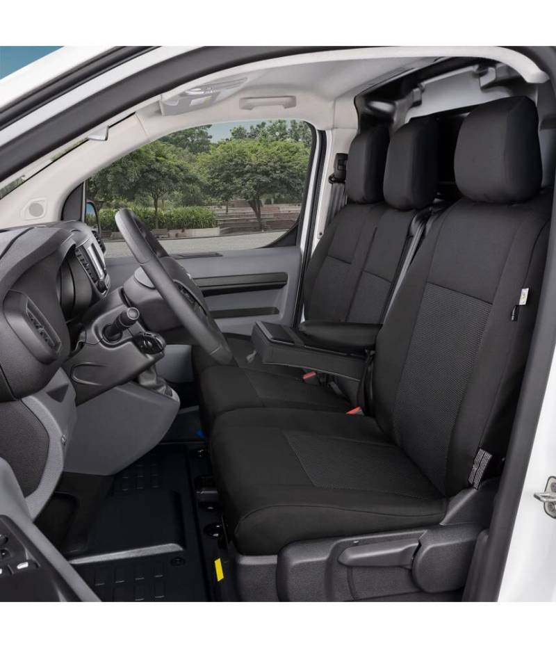Maßgeschneiderte Sitzbezüge Fahrersitzbezug Sitzbank für zwei Passagiere, mit Tischfunktion klappbarer Sitzfläche kompatibel mit Opel Vivaro C ab 2019, kompatibel mit Opel Zafira Life ab 2019 von pitshop24de