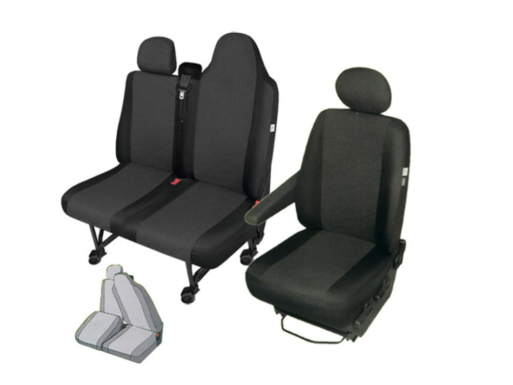 Sitzbezüge Sitzschoner Set Fahrersitz Sitzbank (klappbar) kompatibel mit Opel Movano B ab 2010, Ranault Master 3 ab 2010,Nissan NV400 von pitshop24