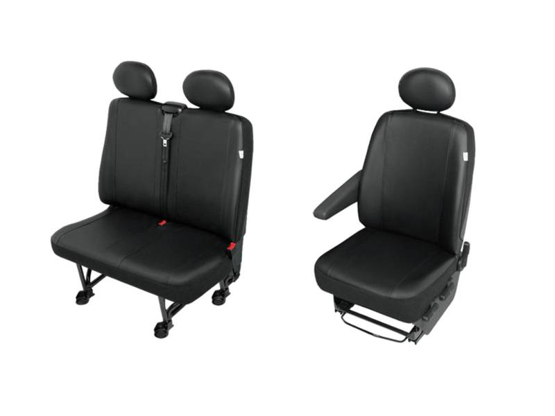 pitshop24de Kunstleder Fahrersitz + Doppelbank Sitzbezüge Sitzschoner Set robuste Pflegeleichte ECO-Leder von pitshop24de
