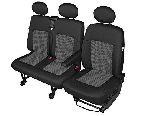pitshop24de Sitzbezüge Sitzschoner Set Fahrersitz Doppelbank in schwarz kompatibel mit Citroen Jumper von pitshop24de