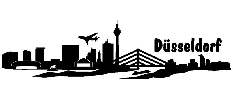 Samunshi® Autoaufkleber Düsseldorf Aufkleber Skyline in 8 Größen und 25 Farben (30x7,6cm schwarz) von Samunshi