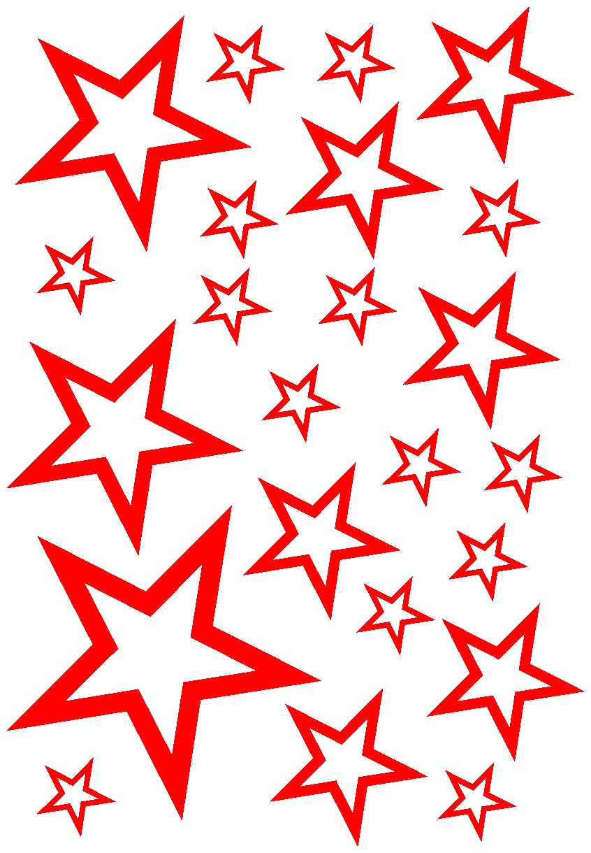 Samunshi® Sterne Aufkleber Set Outline 14x2,5cm6x5cm2x7,5cm1x10cm hellrot von Samunshi