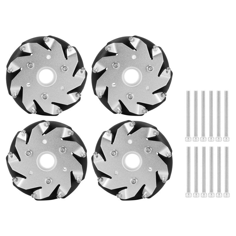 Mecanum Omni Rad Set Haltbarer Stahl 100 mm hoher Ladung unabhängiger Strom für Roboterauto Aluminiumlegierung Gummi -Rollen 4pcs von plplaaoo