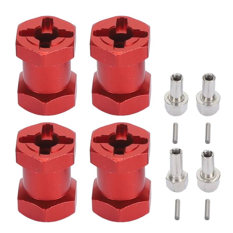 plplaaoo RC Rad Hex Spacers Universal Aluminiumlegierung 12 mm Durchmesser 17 mm Länge Hub -Extensionen für axiale Traxxas HSP Redcat HPI Fernbedienungssteuerautos 4pcs Set Set (Rot) von plplaaoo