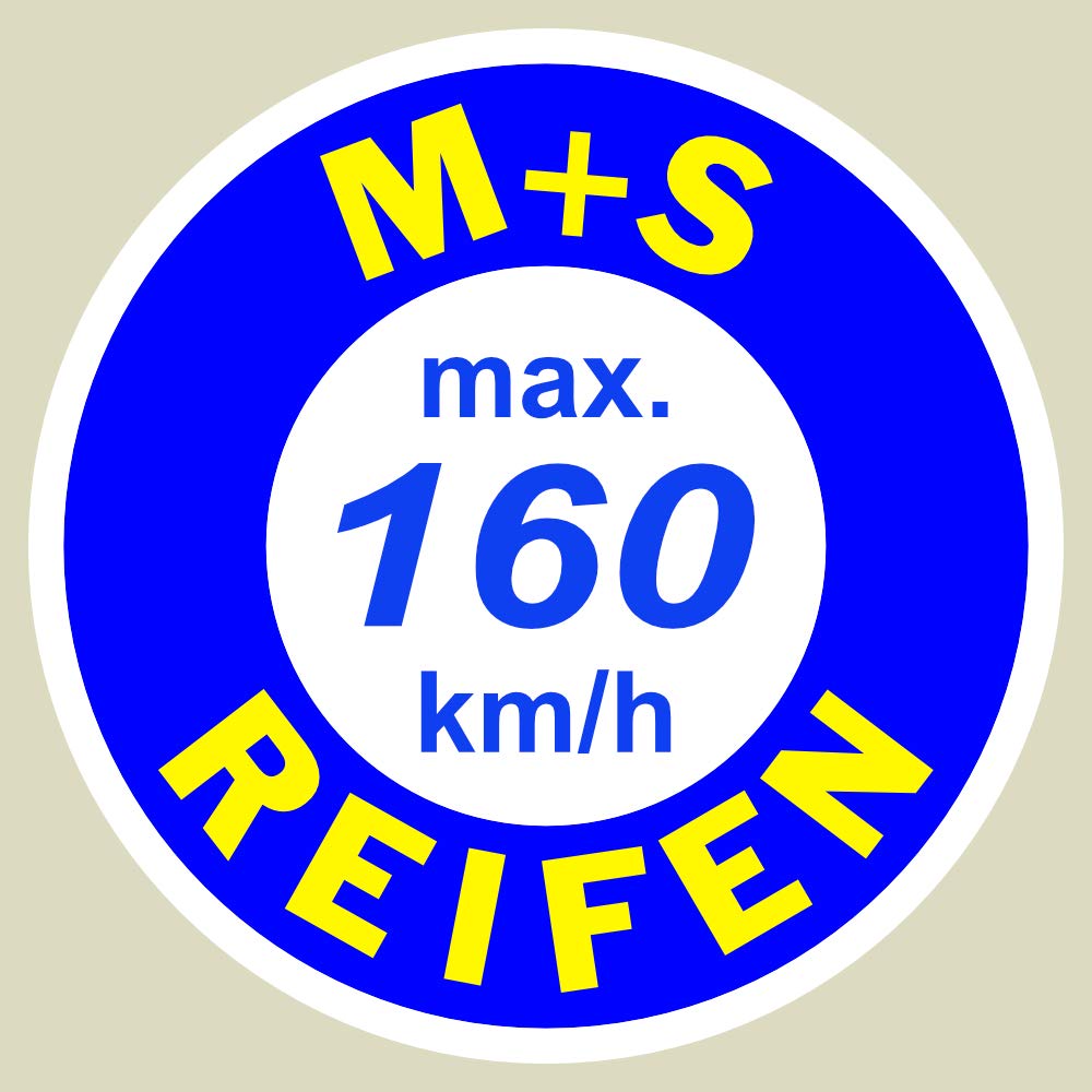 2 x Geschwindigkeitsaufkleber SpeedMax Vmax Aufkleber max. 160 km/h Rund 3cm für Winterreifen, M&S Reifen von pneugo!®