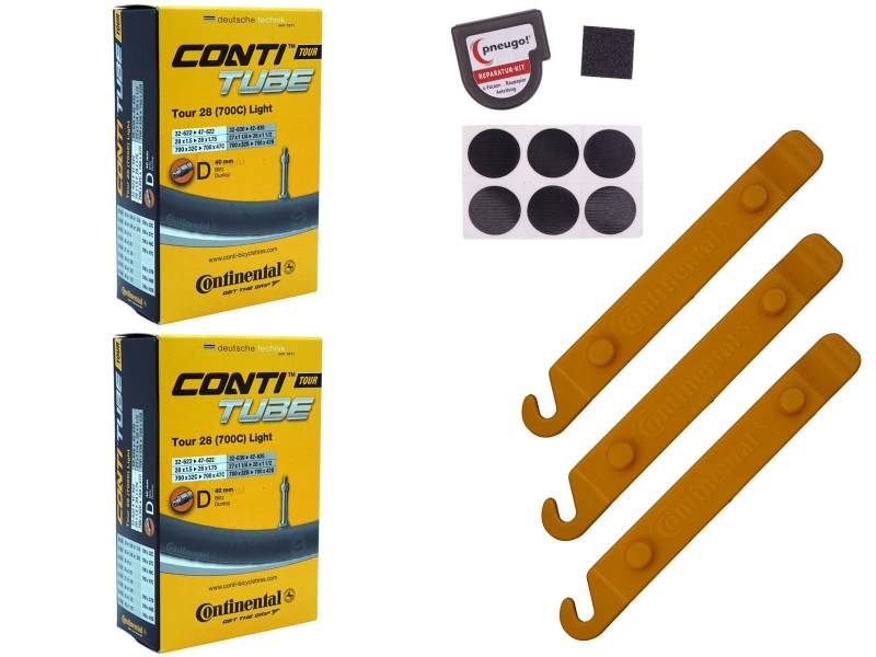 2x Schlauch Continental 47-622 (28x1.75) DV 40mm Dunlopventil +Reifenheber von pneugo!