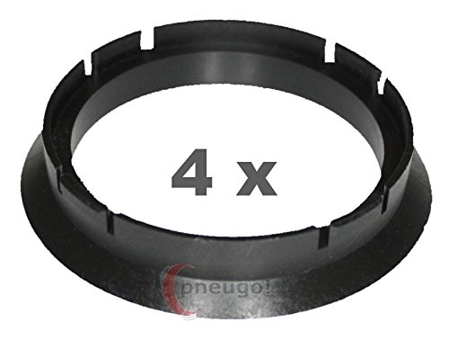 4 x Zentrierringe, Kunststoff 63.3mm auf 54.1mm schwarz von pneugo!