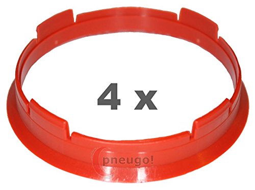 4 x Zentrierringe, Kunststoff 63.3mm auf 60.2mm orange von pneugo!