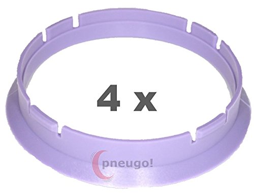 4 x Zentrierringe, Kunststoff 70.0mm auf 66.6mm lila von pneugo!