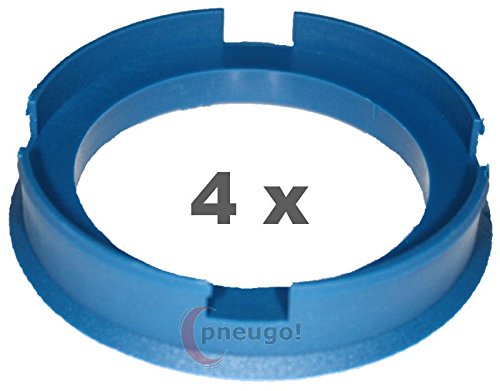 4 x Zentrierringe, Kunststoff 72.6mm auf 56.1mm blau von pneugo!