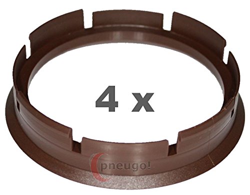 4 x Zentrierringe, Kunststoff 72.6mm auf 63.4mm dunkelbraun von pneugo!