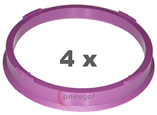 4 x Zentrierringe, Kunststoff 73.1mm auf 66.1mm violett von pneugo!