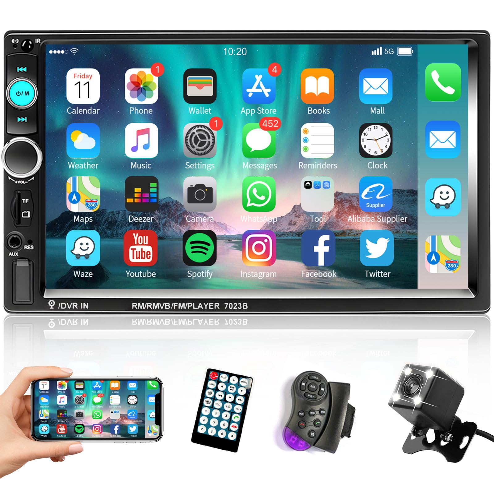 Podofo 2 DIN Autoradio Bluetooth Freisprechanruf 7 Zoll Touchscreen Spiegellink Doppel DIN Auto Radio USB/SD/TF/AUX FM mit Rückfahrkamera Lenkradsteuerung Fernbedienung Podofo 2 DIN Autoradio Bluetooth Freisprechanruf 7 Zoll Touchscreen Spiegellink Doppel DIN Auto Radio USB/SD/TF/AUX FM mit Rückfahrkamera Lenkradsteuerung Fernbedienung von podofo