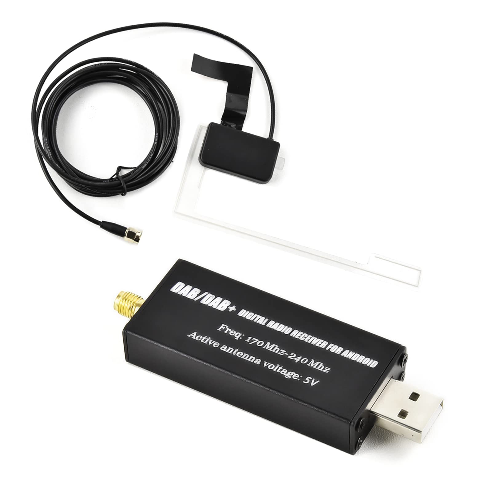 Podofo DAB/DAB+ Dongle USB Adapter mit Autoscheibenantenne, Universal für Android Autoradio Player, mit DAB APP, Digital Signal Radio von podofo