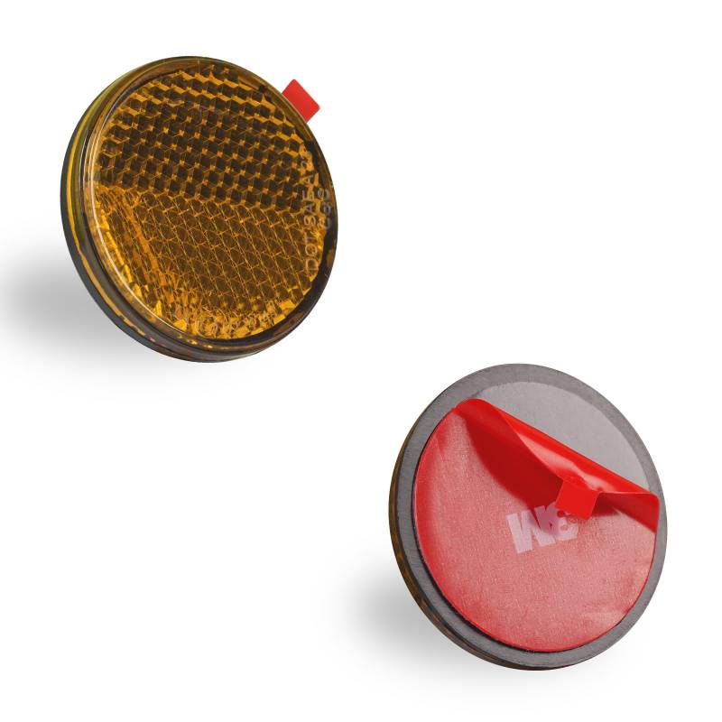 polarmotor Reflektor Gelb Motorrad Ø40mm Mini Rund Rückstrahler E4-Geprüft Katzenauge für E-Scooter Fahrrad Selbstklebend 2 Stück von polarmotor